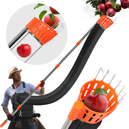 HASTHIP 13Ft Assembly Fruit Picker with Transfer Channel & One-piece Wearable Fruit Bag Extented Long Handle Fruit Picker New No-drop Fruit Picker Fruit Harvesting Tool for Apple, Mango HASTHIP 13Ft Assembly Fruit Picker with Transfer Channel & One-piece Wearable Fruit Bag Extented Long Handle Fruit Picker New No-drop Fruit Picker Fruit Harvesting Tool for Apple, Mango